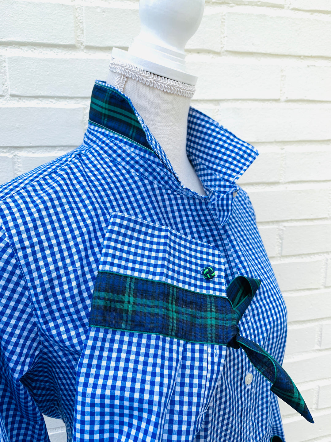 SALE - XXL Only Audrey Royal Gingham Ribbon French Cuff Shirt (RFC08)