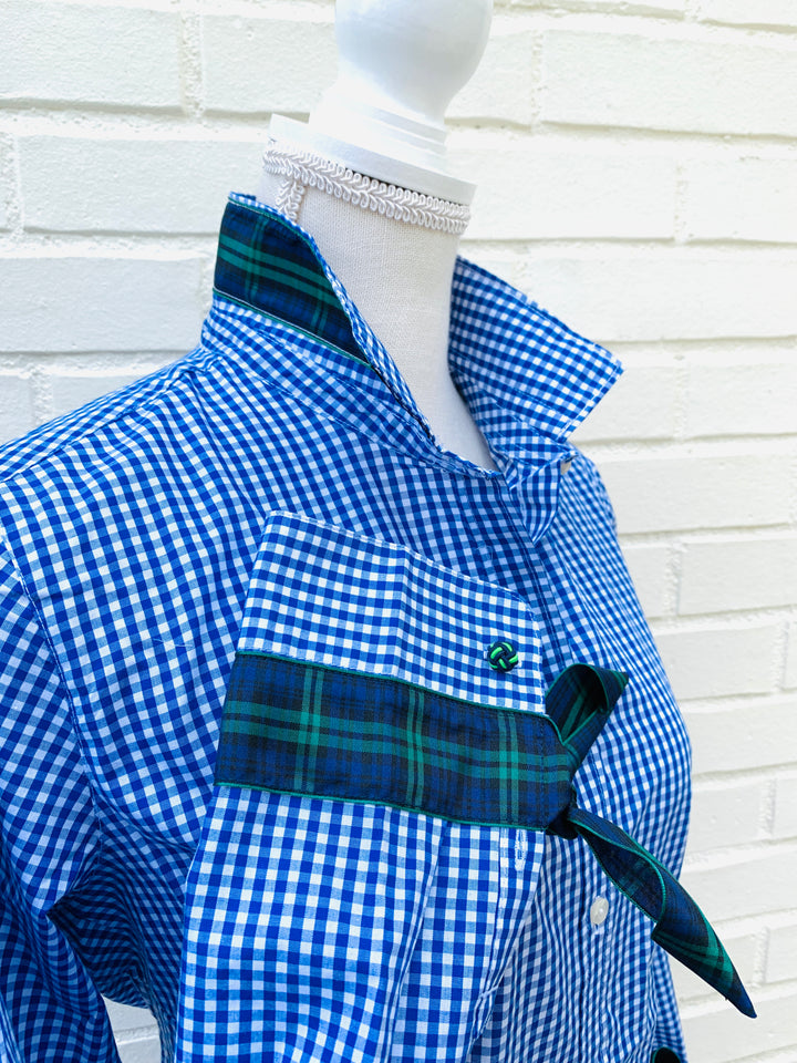 SALE - XXL Only Audrey Royal Gingham Ribbon French Cuff Shirt (RFC08)