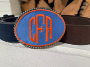 Embroidered Monogram Belt Buckle