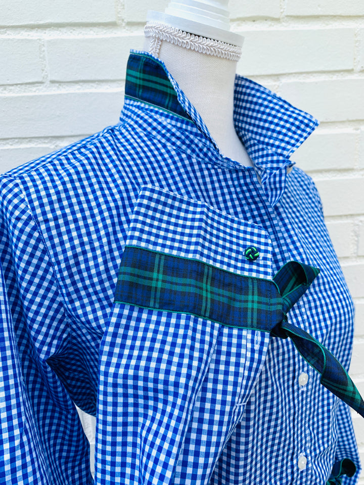 SALE - XXL Only Audrey Royal Gingham Ribbon French Cuff Shirt (RFC08)