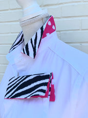Diana French Cuff White w Zebra / Pink  (DFC06)