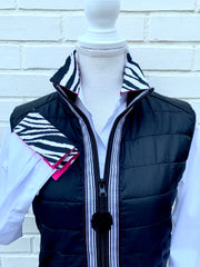 SALE - S ONLY - Diana French Cuff White w Zebra / Pink  (DFC06) *FINAL SALE*