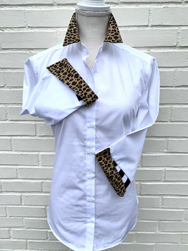 SALE - 2XL ONLY - Elizabeth 3/4 Sleeve Shirt w Cheetah and Stripe (3413) *FINAL SALE*