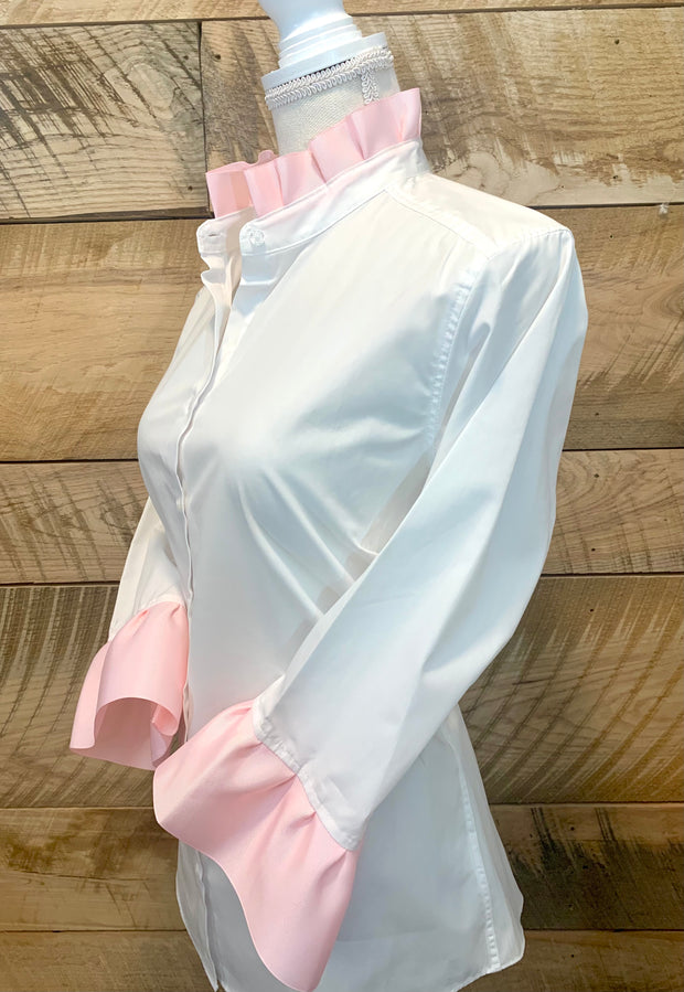 Barbara Ann Ribbon Trim Shirt (S34RW-Blush)