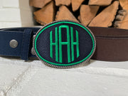 Embroidered Monogram Belt Buckle