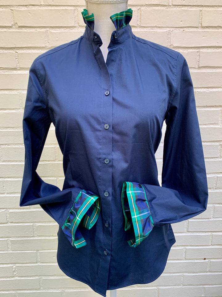 SALE - M ONLY - Dionne Holiday Plaid Ribbon Shirt - (HR03) *FINAL SALE*