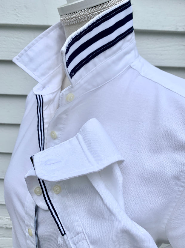 SALE - L ONLY - Casie Striped Ribbon Oxford Shirt (Casie 04) *FINAL SALE*