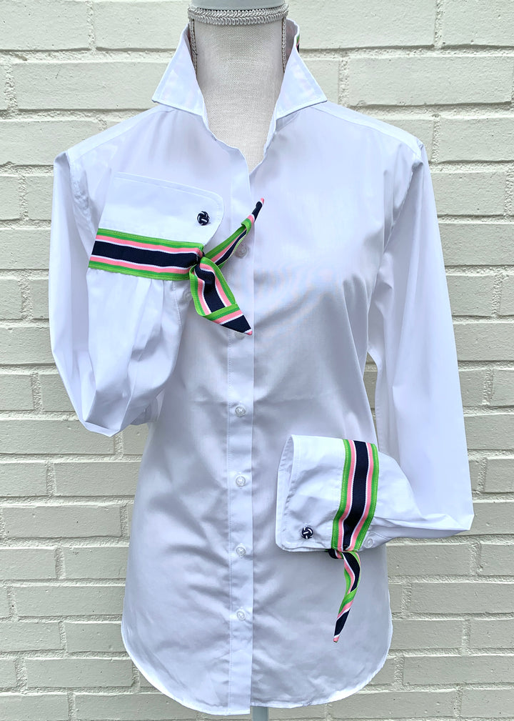 SALE - S ONLY - Audrey Ribbon French Cuff Shirt (RFC05) *FINAL SALE*