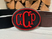 Embroidered Monogram Belt Buckle
