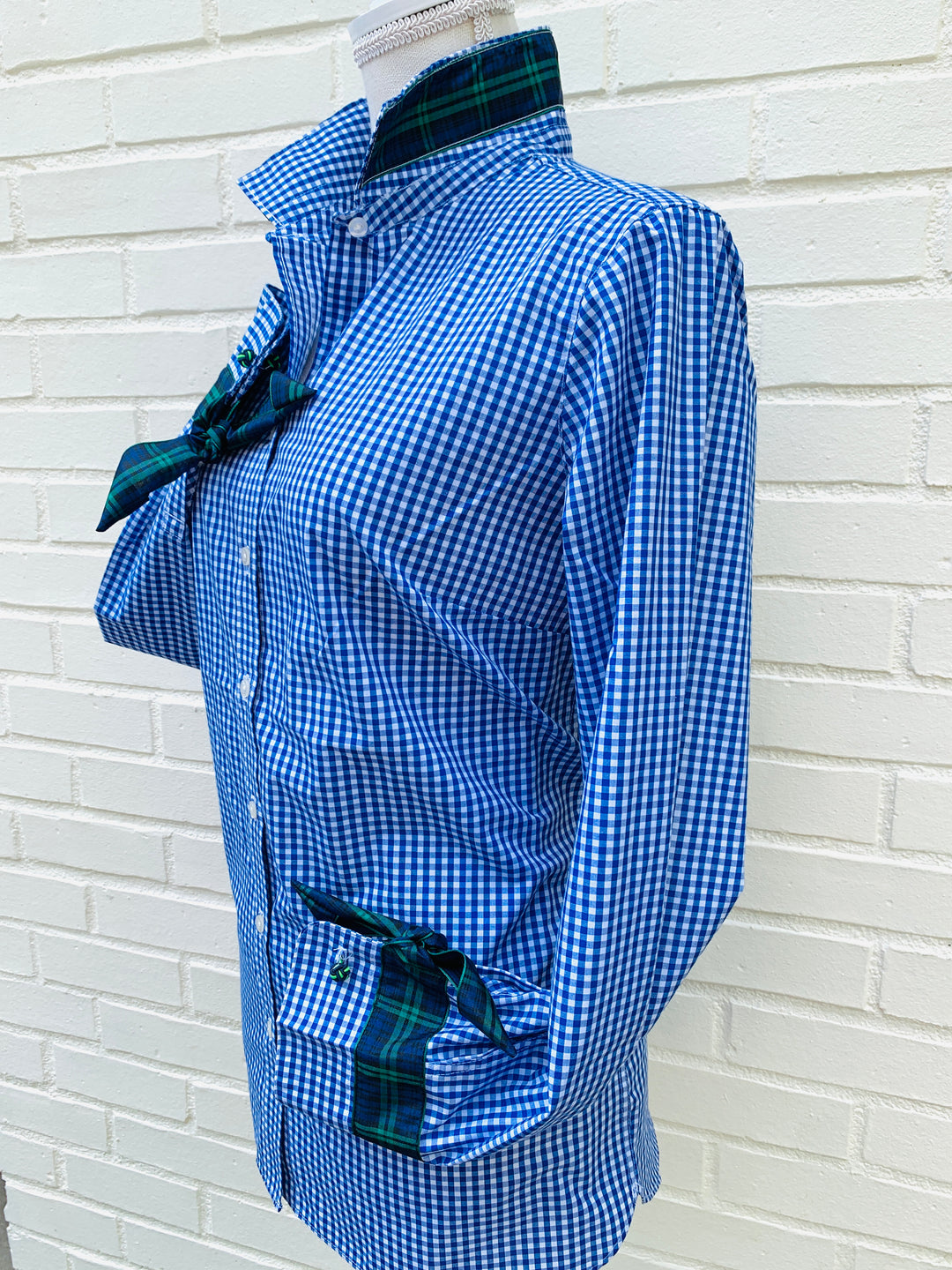 SALE - XXL Only Audrey Royal Gingham Ribbon French Cuff Shirt (RFC08)