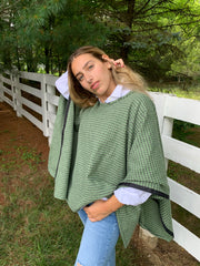 Green Houndstooth Poncho