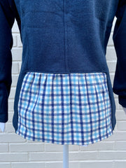 SALE S ONLY - Giddy Up Knit Jacket - Navy w Plaid  **FINAL SALE**