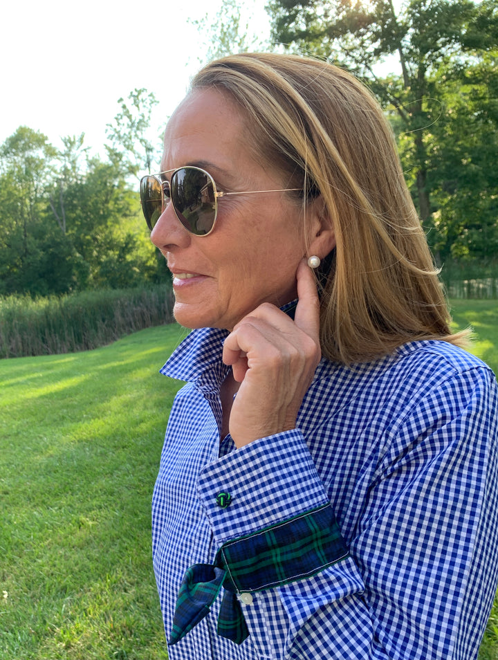 SALE - XXL Only Audrey Royal Gingham Ribbon French Cuff Shirt (RFC08)