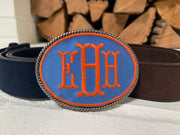 Embroidered Monogram Belt Buckle