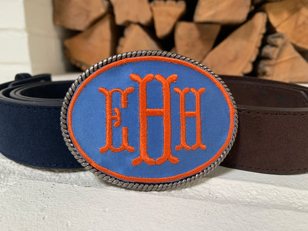 Embroidered Monogram Belt Buckle