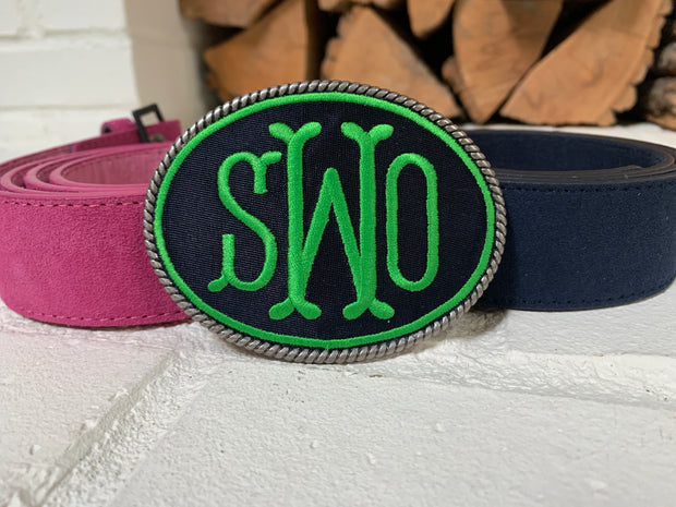 Embroidered Monogram Belt Buckle