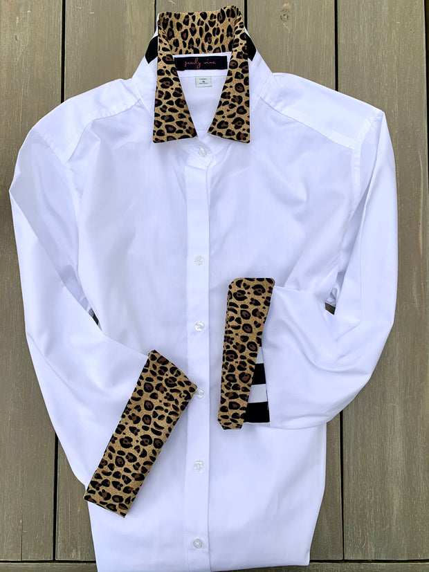 Elizabeth 3/4 Sleeve Shirt w Cheetah and Stripe (3413)