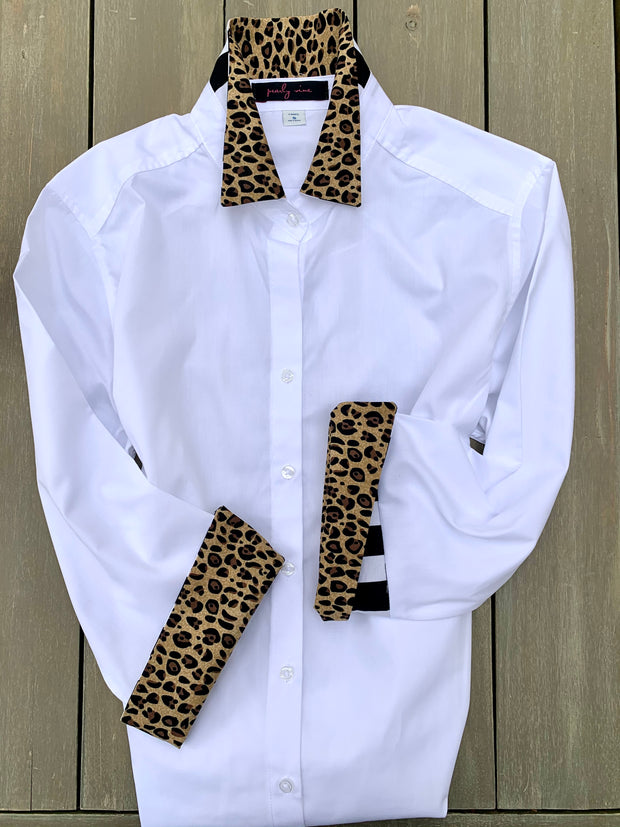 Elizabeth 3/4 Sleeve Shirt w Cheetah and Stripe (3413)