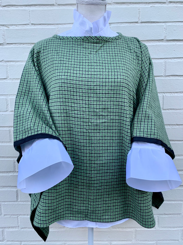 Green Houndstooth Poncho