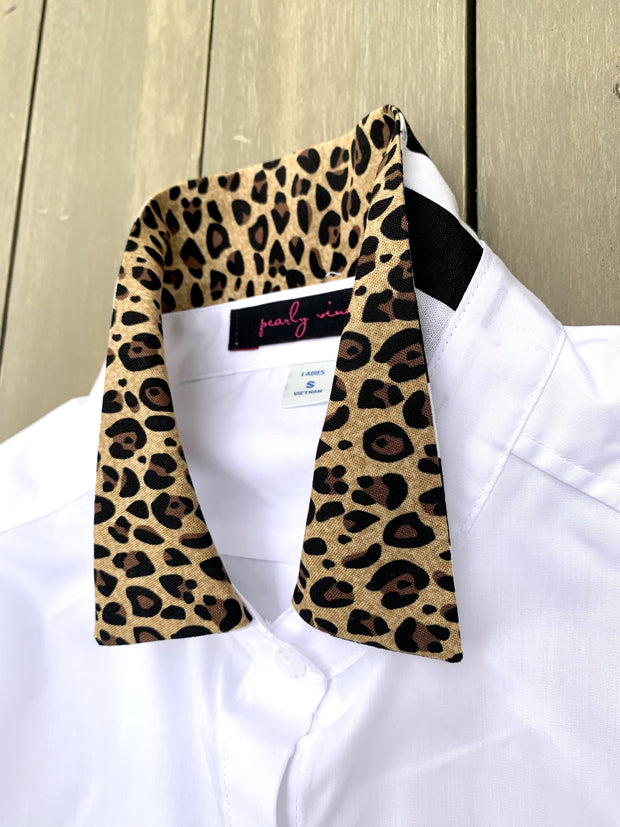 Elizabeth 3/4 Sleeve Shirt w Cheetah and Stripe (3413)
