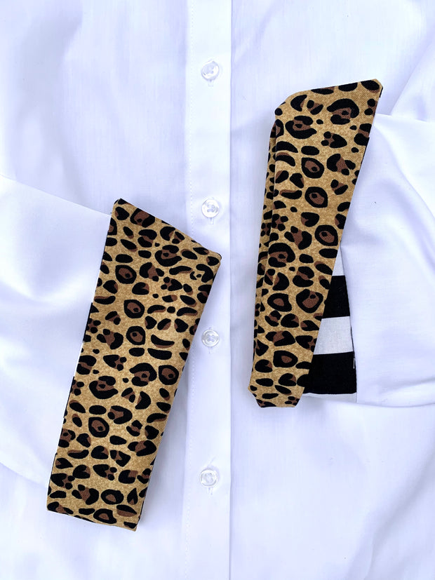 Elizabeth 3/4 Sleeve Shirt w Cheetah and Stripe (3413)