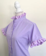 SALE 2XL ONLY - Jane Lavender Short Sleeve Ruffle Shirt (J02)  **FINAL SALE**