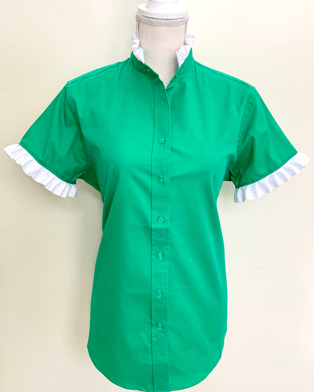 SALE M ONLY Jane Green Short Sleeve Ruffle Shirt (J05)  **FINAL SALE**