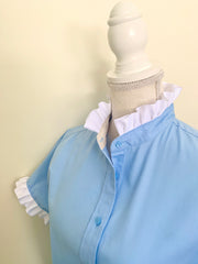 SALE Jane Sky Blue Short Sleeve Ruffle Shirt (J03)  **FINAL SALE**