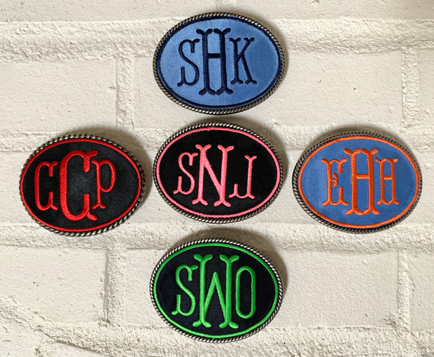 Embroidered Monogram Belt Buckle