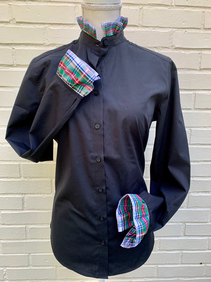 SALE - M ONLY - Dionne Holiday Plaid Ribbon Shirt - (HR01) *FINAL SALE*