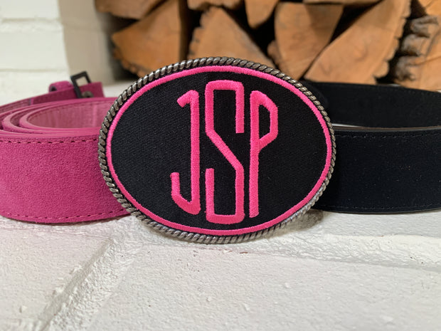 Embroidered Monogram Belt Buckle