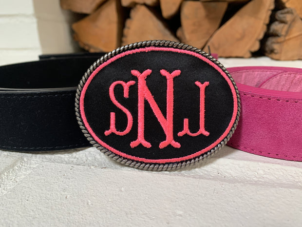Embroidered Monogram Belt Buckle – Pearly Vine