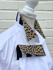 Diana French Cuff White w Cheetah (DFC07)