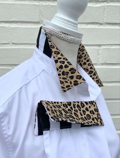 Diana French Cuff White w Cheetah (DFC07)